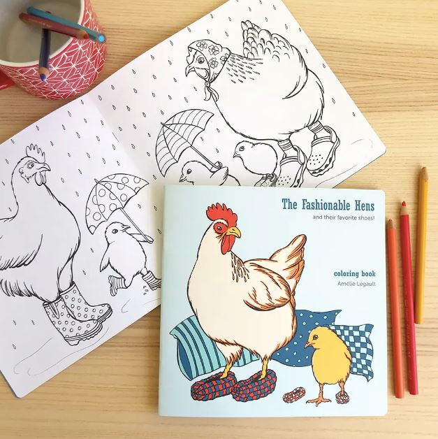 The Fashionable Hens Coloring Book Mini Chill Amelie Legault 