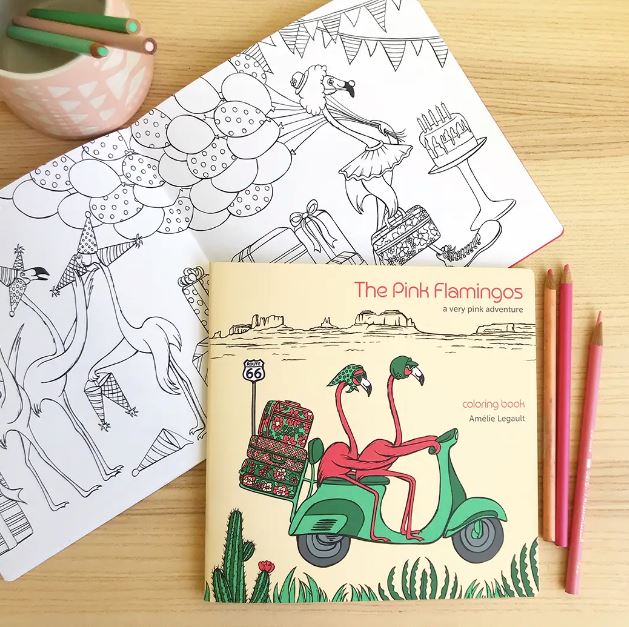 The Pink Flamingos Coloring Book Mini Chill Amelie Legault 