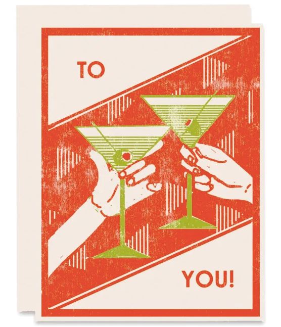 To You Martini Cheers Card Stationary & Gift Bags Heartell Press 