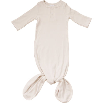 Vanilla Organic Cotton Ribbed Knot Gown Mebie Baby 