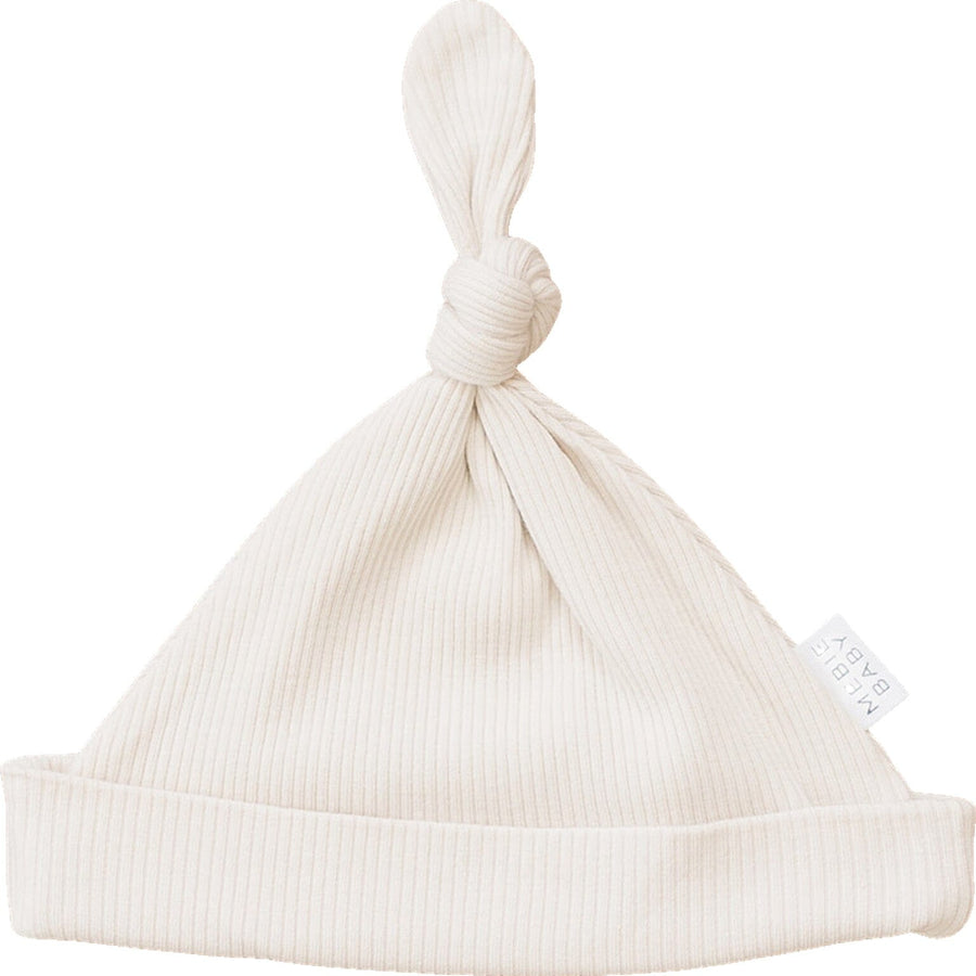 Vanilla Organic Ribbed Newborn Knot Hat Mebie Baby 