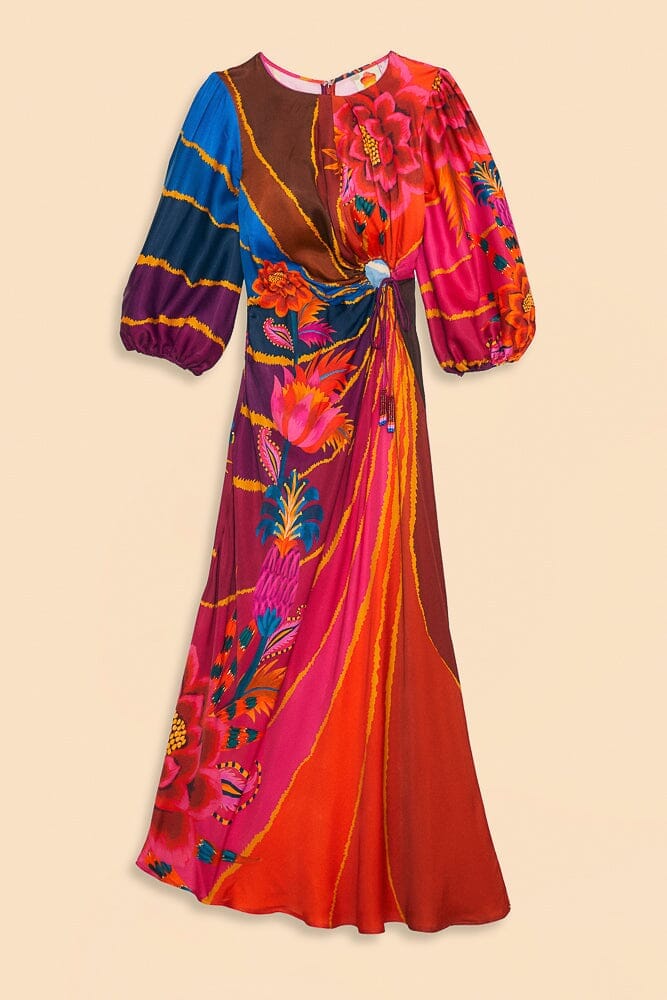 Vintage Wave Circle Cut-Out Midi Dress Clothing Farm Rio XS 
