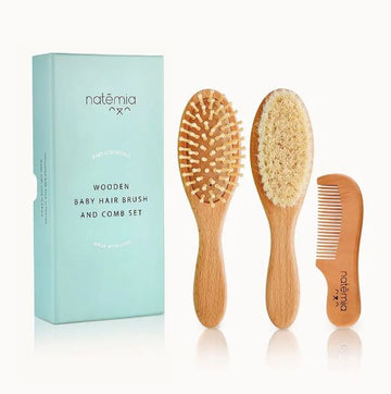 Wooden Baby Hairbrush & Comb Set Mini Chill Natemia 